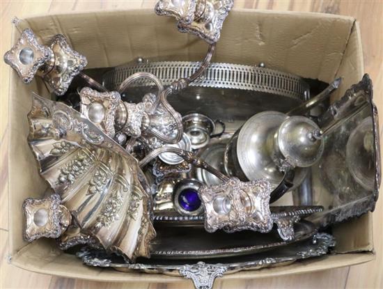 Assorted silver plate and candelabra